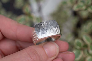 Signet Rings: Large Textured Signet Ring - Sterling Silver