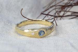 Gem Set Bands: Hestia Ring - 9ct Yellow Gold with Blue-Yellow Parti Sapphire