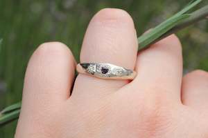 Hestia Ring - 9ct White Gold with Colour-Shift Purple Sapphire and Diamonds