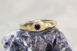 Hestia Ring - 9ct Yellow Gold with Blue Sapphire and Diamonds