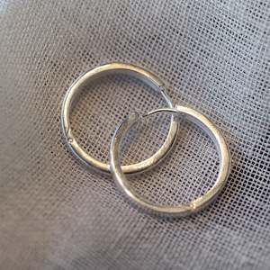 Essentials Hoop Earrings: Square Profile Huggie Earrings - 23mm - Sterling Silver