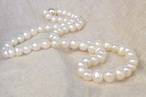 Pearl Necklaces: Semi-Round Pearl Necklace - 6-7mm - White