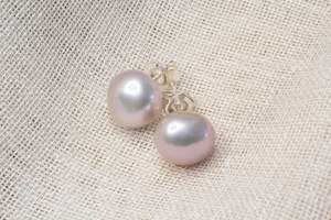 Pearl Earrings: Baroque Pearl Studs - Silver - 10-12mm