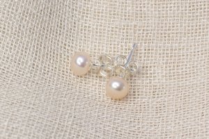 Pearl Earrings: Button Pearl Studs - Natural - 5mm