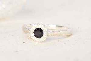 September: Pelagus Ring - Sterling Silver with Black Sapphire