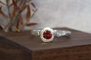 Silver Rings: Neve Ring - Sterling Silver with Garnet