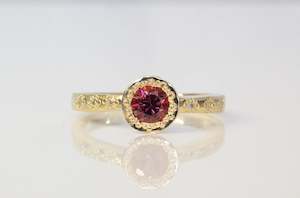 Vesper Ring - 9ct Yellow Gold with Rhodolite Garnet and Diamonds
