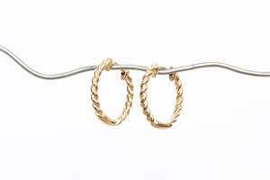 Earrings: Twisted Huggie Earrings - 15mm - 9ct Yellow Gold