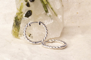 Twisted Huggie Earrings - Sterling Silver