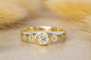 Hestia Ring - 9ct Yellow Gold with Five Diamonds