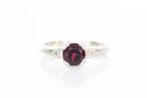 Mira Ring - 9ct White Gold with Red Garnet