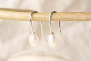 Dew Earrings - Sterling Silver with White Pearls