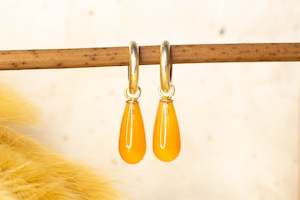 Endora Hoops - Yellow Gold with Carnelian