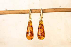 Endora Hoops - Yellow Gold with Amber
