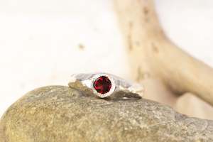 Volcano Ring - Sterling Silver with Garnet
