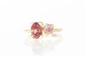 Duo Ring - 14ct Yellow Gold with Pink Garnets