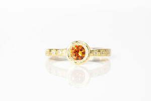 Vesper Ring - 18ct Yellow Gold with Spessartine Garnet and Diamonds
