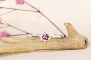 Seed Ring - Sterling Silver with Rhodolite Garnet