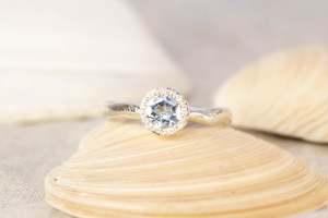 Silver Rings: Wave Ring - Sterling Silver with Topaz