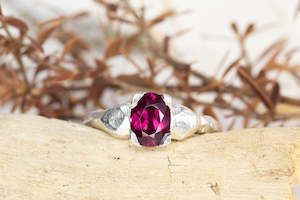 Thalia Ring - Sterling Silver with Rhodolite Garnet
