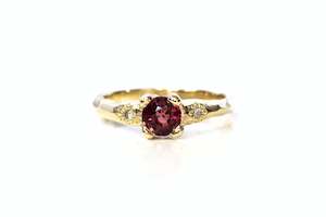 Engagement Rings: Mira Ring - 9ct Yellow Gold with Red Garnet