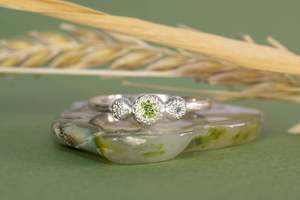 Aura Ring - Sterling Silver with Peridot and Diamonds