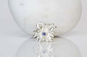 Coprosma Seed Pod Charm with Sapphire - Sterling Silver