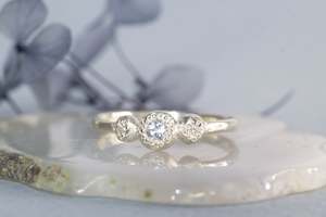 Aura Ring - Sterling Silver with Aquamarine and Diamonds