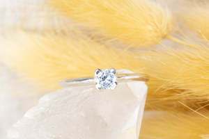 Silver Rings: Droplet Ring - Sterling Silver with Topaz