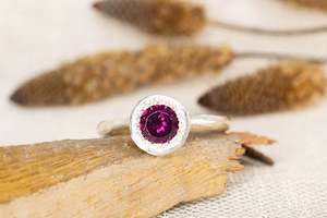 Lota Ring - Sterling Silver with Rhodolite Garnet