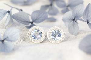 Pelagus Studs - Sterling Silver with Topaz