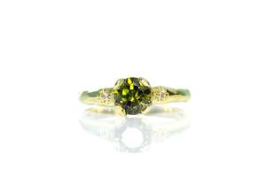 Mira Ring - 9ct Yellow Gold with 5.7mm Olive-Green Sapphire