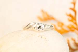 Daphne Ring - Sterling Silver with Blue-Green Sapphire