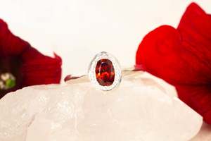 Nyx Ring - Sterling Silver with Red Garnet