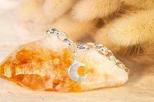 Moon Charm Bracelet - Sterling Silver