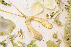Sycamore Seed Necklace - Double - Gold Plated