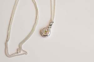 Mineral Collection: Vega Pendant with Yellow Sapphire - Sterling Silver