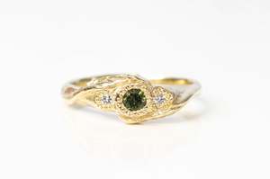 Frondis Ring - 9ct Yellow Gold with Green Sapphire and Diamonds