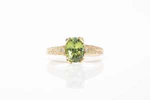 Engagement Rings: Vale Ring - 9ct Yellow Gold with 1.52ct Green Sapphire and Diamonds