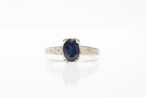 Engagement Rings: Vale Ring - 9ct White Gold with Blue Sapphire and Diamonds