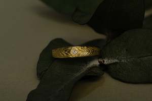 All Bands: Aegis Ring - 9ct Yellow Gold with Diamond