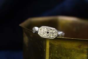 September: Relic Signet Ring - Sterling Silver with Blue Sapphire