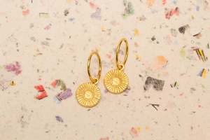 Earrings: Sun Hoop Earrings - Gold Plated