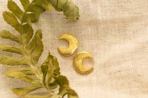 Earrings: Mini Moon Stud Earrings - Gold Plated