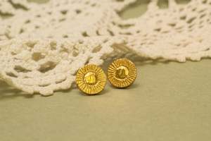 Earrings: Sun Stud Earrings - Gold Plated