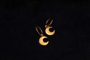 Earrings: Mini Moon Hoop Earrings - Gold Plated
