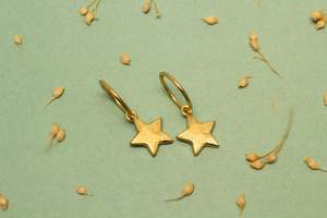 Star Hoop Earrings - Gold Plated