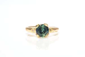 Engagement Rings: Mira Ring - 18ct Yellow Gold with 7mm, 1.45ct, Parti-Green Sapphire