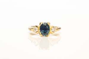 Apollo Ring - 18ct Yellow Gold with Teal Sapphire and Diamonds