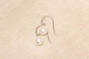 Pearl Drop Hook Earrings - 7-7.5mm - White